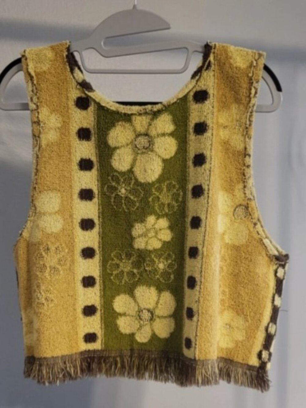 Vintage Crop Top Handsewn 1970's Cannon Towels Upcycled Pullover Vest RARE - Picture 5 of 9